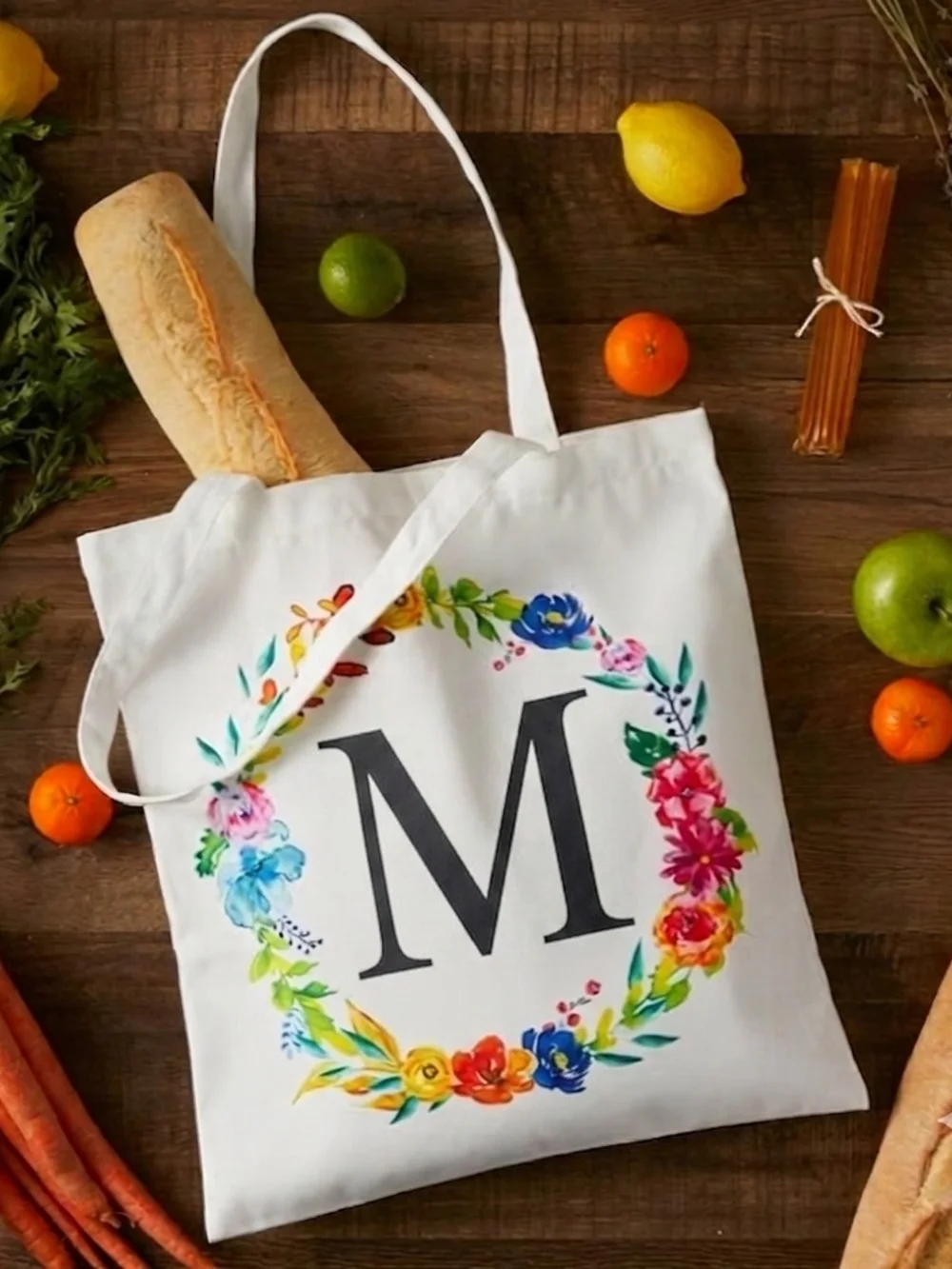Okuna Outpost Reusable Monogram Letter Personalized Tote Bag 29 In NWOT